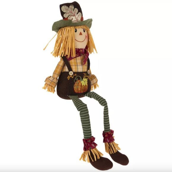 Give Thanks Scarecrow Sitter Autumn Table Home Decoration Thanksgiving Decor - Picture 2 of 2